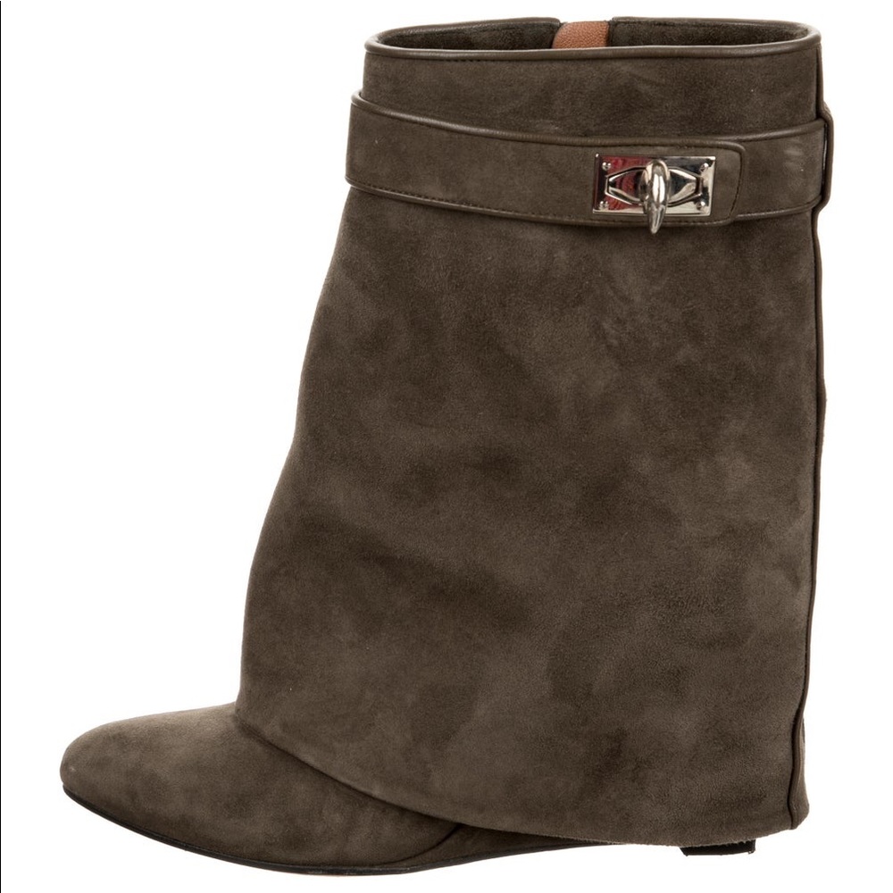 Givenchy Shark Lock Suede Boots, Size 8